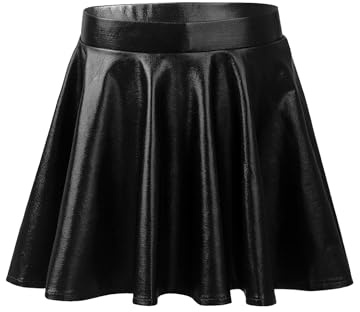 YEAHDOR Falda de Baile de Lentejuelas Brillantes para Niñas Falda de Danza Ballet Plisasa Metálica para Niña Falda de Tutú de Baile Ballet Latín Jazz C Negro 13-14 años