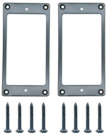 harpfeas Humbucker-Tonabnehmer-Montagering-Set aus flachem Metall – Steghals-Tonabnehmer, Abdeckrahmen, Ersatzteil für E-Gitarre oder Präzisions-Bass (schwarz), 2 Stück