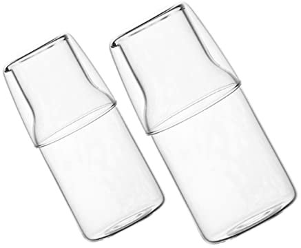 UPKOCH 2sets Cooling Kettle Water Carafe for Household Bedroom Glass Carafe Bedside Cup Home Accessory