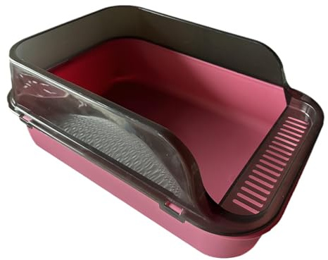 MagiDeal Cat Litter Box,Cats Litter Pan with High Side,Splashproof Cat Sand Box Semi Closed Cat Toilet Open Top Pet Litter Tray, Pink