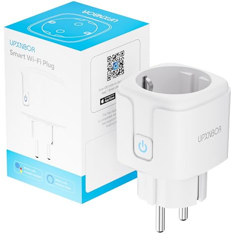 UPXNBOR Presa intelligente, 16 A, presa Wi-Fi intelligente con misurazione della corrente, presa Alexa funziona con Alexa, Google Home, timer e accesso remoto tramite app, nessun hub, solo 2,4 GHz