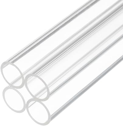 Rebower 10 Clear Plastic Rigid Pipe 16mm x 20mm(5/8 x 0.8) Acrylic Tube Round Polycarbonate Tubing, [for Plumbing, Hydraulics, Aquarium, DIY] - 4Pcs