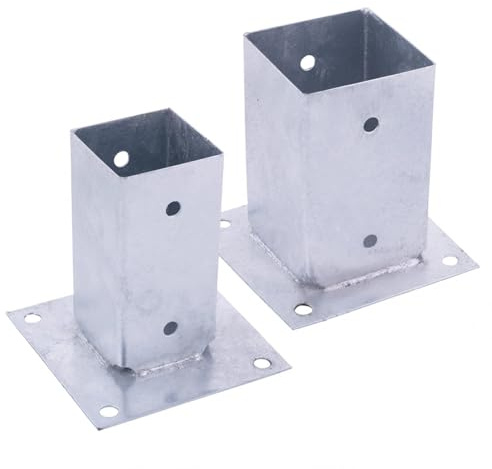 BOOMET Aufschraubhülse für Vierkantpfosten · 5 Stück 71x71mm · 7x7cm / 9x9cm · feuerverzinkt · Stabile Bodenverankerung · Korrosionsbeständige Bodenhülse · Zaunpfosten Befestigung