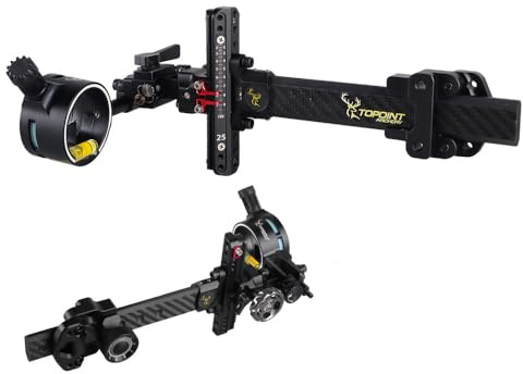 SHARROW Bogenschießen Compound Bogenvisier 6 Carbon Fiber Extension Bar 1 Pin Aluminium Mikroverstellbare Bogen Visier TX9610 mit 4X 6X 8X Linse für Zieljagd Schießen (nur Bogenvisier)