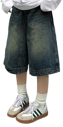 Miaoyak Y2K vintage säckiga jeanskorts dam tvättade breda ben capribyxor casual tunna jeans denim shorts herr överdimensionerade jorts, Blå Xxxl, 3XL