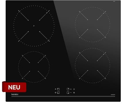 Hermitlux Placa de Inducción 60cm, Inducción de 4 Fuegos, 9 Niveles, Touch Slider Control, Boqueo de Seguridad y Temporizador, 7200W