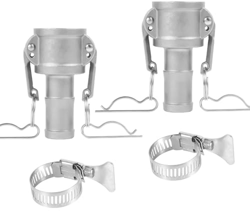 GUXGUY 2-1/2（2pcs）Cam and Groove Hose Fitting（Type C）, Coupling x 2-1/2 Multi-serrated Hose Shank With Camlock coupling Gasket Inside, Couplings with Hose Clamp Female&Male Camlock Hose Shank