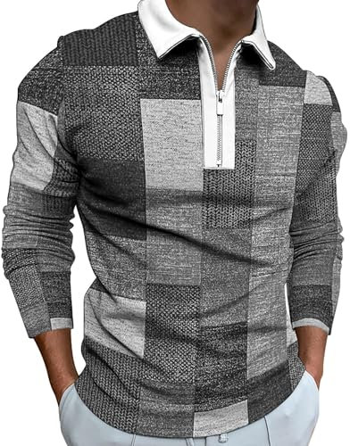 Herren Polokragen Pullover Langarm Feinstrick Polo Strickpullover Basic Einfarbig Männer Pulli Poloshirt Longsleeve Herren Sport Security Poloshirt Herren T-Shirt Herren 4XL Große Größen
