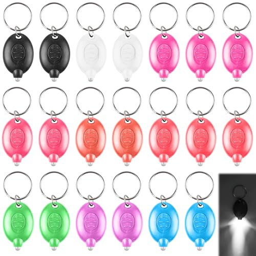 20 stycken mini ficklampa nyckelring, LED-nyckelring ficklampa med vitt ljus, bärbar nyckelring ficklampa, fingerlampa, mini ficklampa barn för utomhus, camping