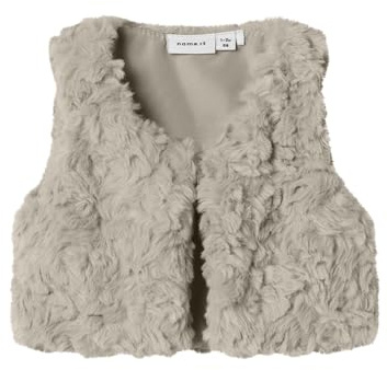 NAME IT Fake Fur Vest Nbfnano-Gilet in Finta Pelliccia, Island Fossil, 92 Donna