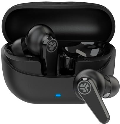 JLab Go Pods ANC Earbuds - Hybrid Active Noise Cancelling Bluetooth Earphones, 26+ Hr Playtime Wireless In Ear Buds, IP55 Sweat-Resistant, Custom Sound via App, Multipoint & Clear Calls, Black