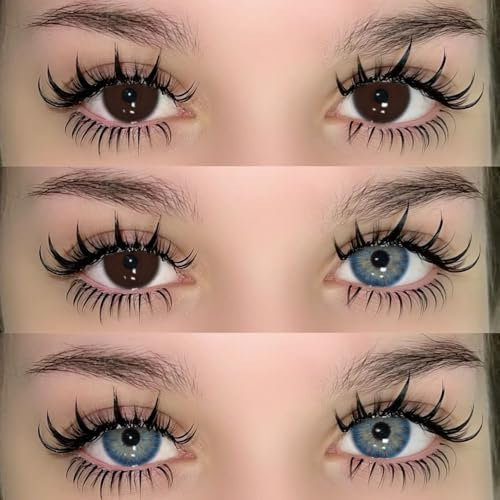 UYAAI Jahreslinsen Farbige Kontaktlinsen ohne Stärke, 1 Paar, mit gratis Kontaktlinsenkoffer, ideal für natürliches Makeup (Blau, 14.2mm, 0.00)