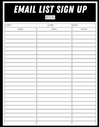 Email List Sign Up Book