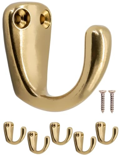 Fuxxer® 5er Set Garderobenhaken Gold Messing – Wandhaken & Handtuchhaken aus Eisen – Metall Kleiderhaken für Flur, Bad & Küche