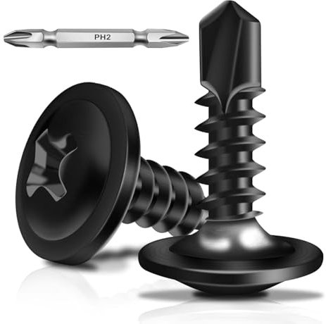 Wavanta 50Pcs Self Tapping Screws, M4.2 x 13mm Wafer Head Self Drilling Screws for Metal, Stainless Steel Self Tapping Screw, Black Oxide, Tek Screw with Screwdriver Bit