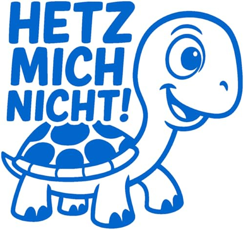 Samunshi® Schildkröte Hetz mich nicht! als Aufkleber für Fahranfänger Auto Motorrad Helm Fahrrrad Notebook Tablet Autoaufkleber Sticker Motorradaufkleber 8 x 7,4cm azur blau