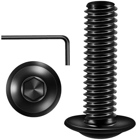 10 Stück M8 x 20 mm Linsenkopfschrauben mit Flansch Innensechskant Edelstahl A2 Schrauben Schwarz Vollgewinde mit Innensechskantschlussel