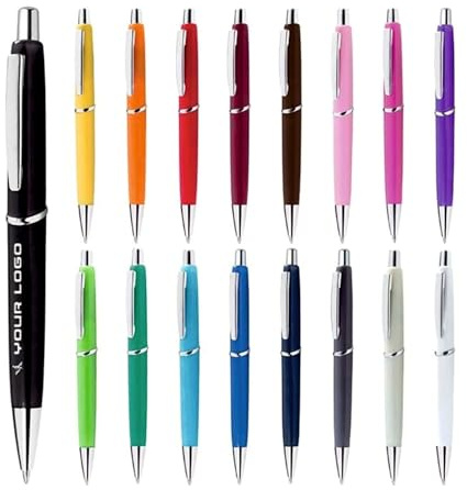 pubblienne Set 100 Penne a Sfera Personalizzate a UV Led con Scritta - Confezione di Penne a Scatto Personalizzabili - Gadget Promozionali Per Ufficio, Fiere, Eventi e Meeting (100, ROSSO)