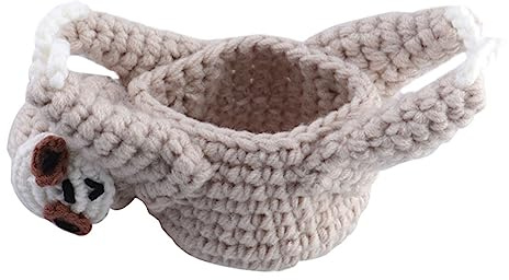 Toyvian Elegant Sloth Plant Hanger Crochet Succulent Pot Knitted Hanging Planter Plant Storage Basket for Home Decor