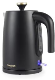 Salter Alchemy Electric Kettle, 1.7 L, 3 Kw Rapid Boil, Black/Gold | 360° Swivel Base, Flip-Top Lid, Water Level Indicator, Boil-Dry Sensor, Automatic Shut Off, Removable Limescale Filter