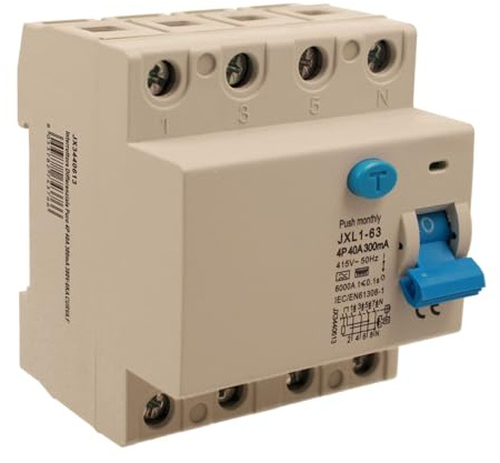 RCCB Interrupteur différentiel pur type F triphasé 40A, 3P+N 4 modules DIN, 300mA, 6000A, AC 380V, IP20