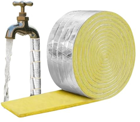 Isolation du tuyau pour la maison - 32,8 pieds de ruban de laine de verre auto-adhésif, rouleau de pellicule thermique, joint d'isolation résistant à la chaleur | Économie d'énergie HVAC Protection de