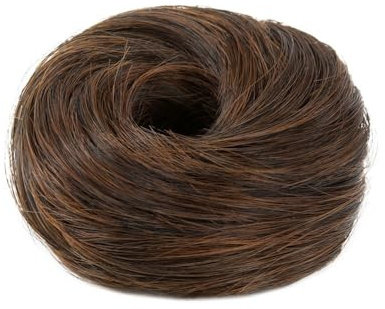 Syntetiska hårknutförlängningar, elastiska släta hårgummin, hårdelar, chignon, munk, hög stickning, hårstycken för kvinnor ponytail förlängning (inger brun)