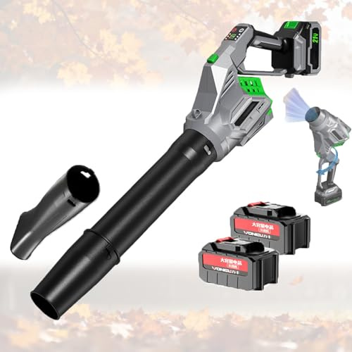 Soplador, 690CFM Soplador de Hojas eléctrico sin Cables con 2×21V 4Ah Baterías, 4 Velocidades, 180° Giratorio, Portátil para Hojas, Nieve, Césped, Patio