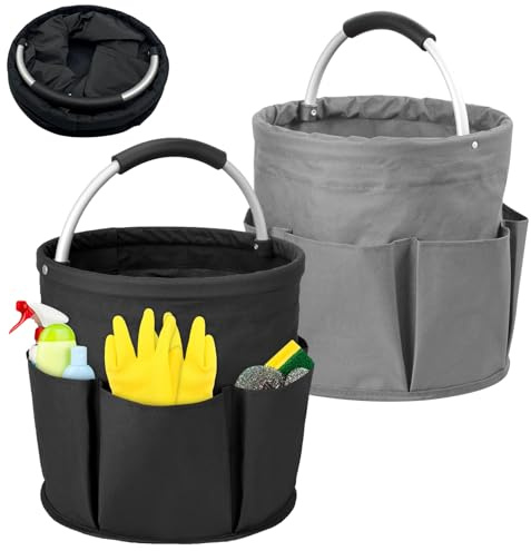 ECVUKQ 2 Stück Putzmittel Organizer, 17L 29 x 27 cm Universal Reinigungs-Caddy Organizer Putztasche Faltbare Reinigungstasche Putzmittel Organizers mit 6 Außenfächern für Indoor Use Garden