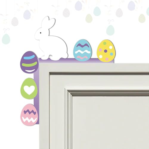 FOSDICK Decorazioni Pasquali da Porta in Legno, Pasqua Decorazioni Angolo Porta, con Coniglio Pasquale Ovetti Motivo, Addobbi Pasquali Angolo Porta in Legno, Decorazione Pasqua per Finestre Mensole