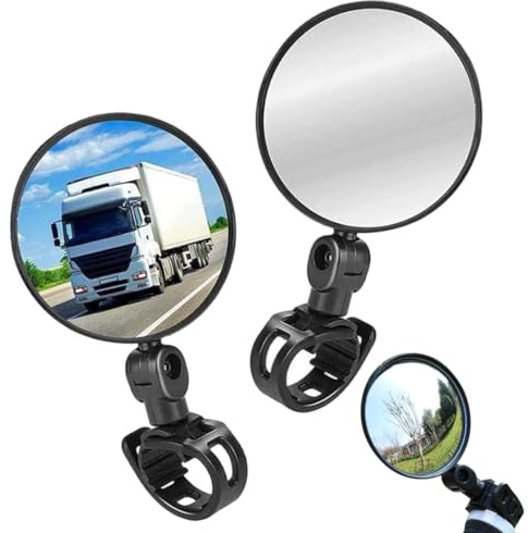 YIPFEN 2 pièces rétroviseur vélo, 180° rotatif, pliable, universel pour guidon 15-35mm, miroir pour vélo, vélo de route, trottinette, VTT, vélo électrique gauche