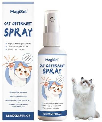 MagiSel Spray para gatos, spray desacostumbrante para gatos, disuasores Pers Gatos, uso interior y exterior, protección del sofá y muebles, protección sofá arañazos gato, 120 ml