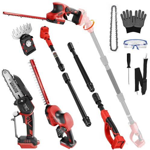 Akku Teleskop Heckenschere 4 IN 1 Grasschere Strauchschere & Hochentaster Kettensäge kompatibel mit Milwaukee 18V (ohne Akkus), elektrische teleskopsäge Astsäge mit Teleskopstange bürstenloser
