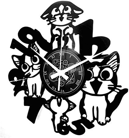 Instant Karma Clocks | Katzen Wanduhr – Tiermotiv Uhr für Katzenliebhaber | Geräuschlosem Quarzwerk | Geschenkidee für Küche, Schlafzimmer, Wohnzimmer