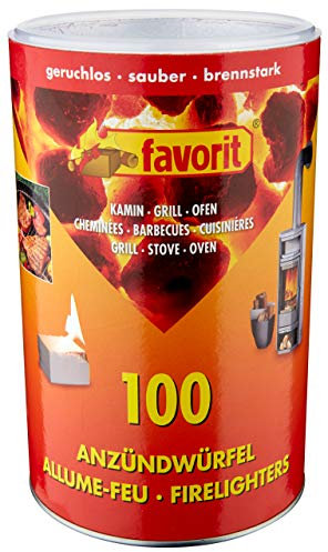 Favorit Anzündwürfel weiß, 100 Stück – Anzünder für Kamin, Grill und Ofen, in Vorratsdose – 1215