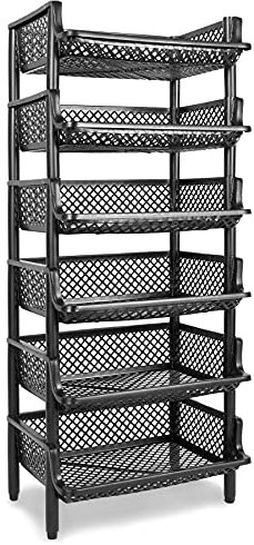 ARTECSIS Korbregal aus Kunststoff stapel-/erweiterbares Stecksystem als Stapelregal, 6 Regalelemente in schwarz
