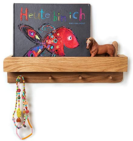 Natuhr Garderobe aus Holz Porter Regal Wand Flurgarderobe mit Ablage Eiche (40 cm Länge, Eiche geölt)