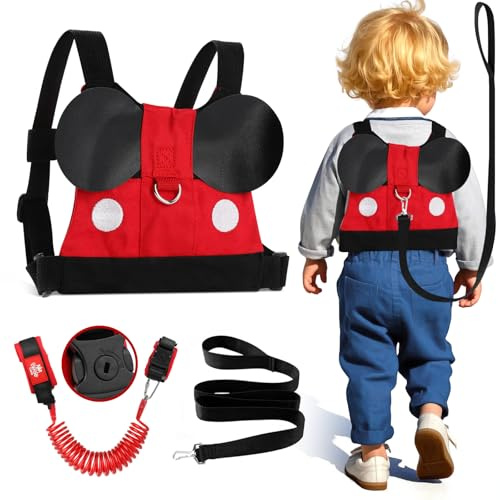 Lehoo Castle Barnsele för promenader, Barnrem Säkerhet, 4-i-1 Justerbar Baby Harness, Barnrem Anti-Lost Sele Barn, Säkerhetssele för Walking Barn, Musse