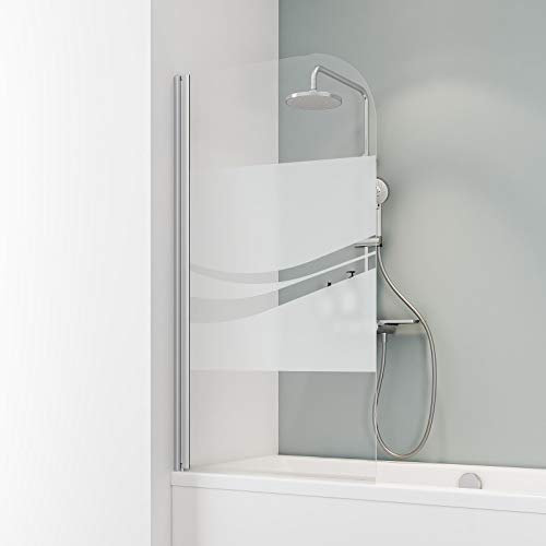 Schulte parete per vasca da bagno l.80 x a.140 cm, alluminio naturale, sopravasca da bagno girevole 180° contro la parete, montaggio sinistra destra, vetro di sicurezza 5 mm Liane, guarnizione