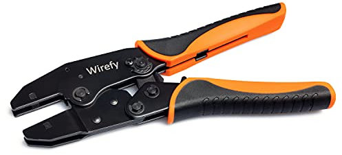 Wirefy Outil de sertissage avec matrice à changement rapide de 22 cm, pince à sertir manuelle à cliquet pour bornes 26-8 AWG, compatible avec les matrices interchangeables