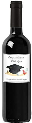 Bottiglia con etichetta personalizzata di vino IGT Toscana Rosso - Idea Regalo per laureato o bottiglia personalizzata la festa di laurea (0,75L, Cappello da laureato)