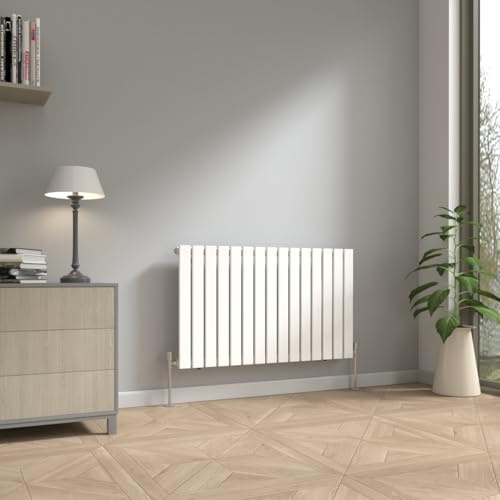 NRG 600 x 1020mm Horizontal Radiator Gloss White Single Flat Panel | Central Heating Heater Radiator, Mild Steel, Wall Mounted, Modern, Designer Radiator, for Kitchen, Bathroom