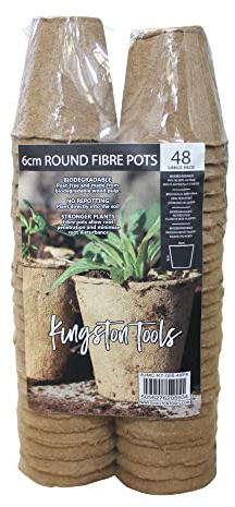 Kingston Tools Round Fibre Pots 6cm Gardening Pot — Peat-Free Biodegradable Wood Pulp — Ideal for Seeds, Seedlings and Cutting Pack of 48
