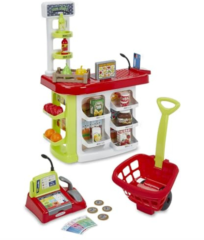 Giocattoli Ecoiffier 1691 - Rilascio per cassa Supermercato 3 in 1 con accessori di vendita, gioco d'imitazione - a partire da 18 mesi - Made in France