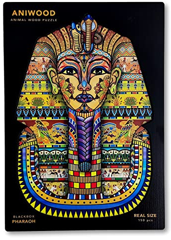 JUEGACONMIGO ANIWOOD Holzpuzzle Erwachsene Tieren. Gestanzter Deckel, Lebensgroße Puzzle-Box. 3 Schwierigkeitsmodi, dekoratives Element. Einzigartige Puzzleteile (Pharao, M)