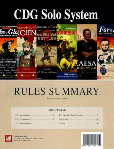GMT: CDG Solo System Kit, 2nd Edition, Solitaire System for GMT's Card Driven Games