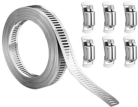 6 Pieces Hose Clamp, 300 cm Metal Clamps with Fasteners, for Home Gas Pipe, Water Pipe, Car Pipe, Radiator