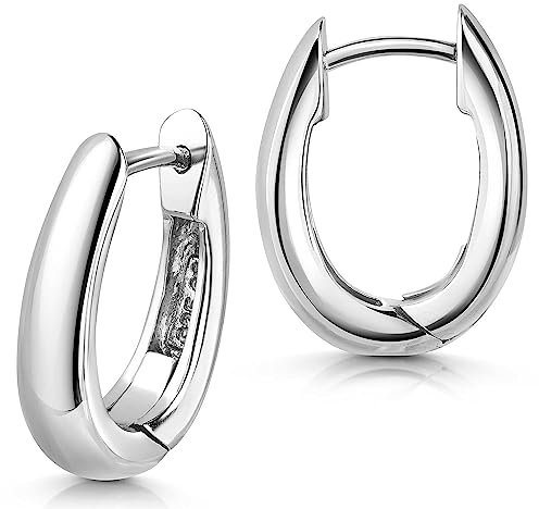 MATERIA by Matthias Wagner Klapp Creolen Silber 925 oval - Damen Ohrringe rhodiniert SO-229