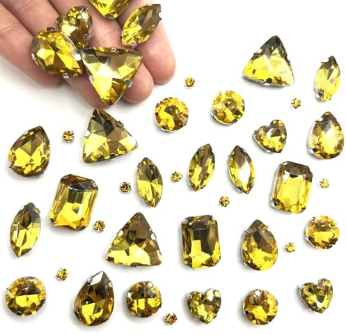 236 Stück Strasssteine zum Aufnähen, Glas-Strasssteine in Gemischten Formen