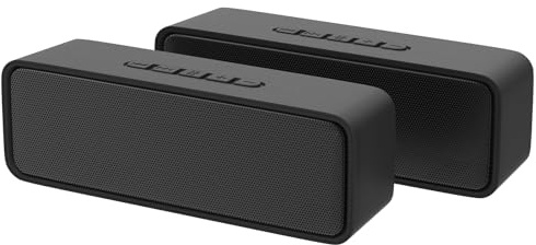 Kolaura Portable Wireless Speaker, Bluetooth 5.0 Speaker with 3D Stereo HiFi Bass, 1500mAh Battery, 12 Hour Playtime (Black - 2 Pack)